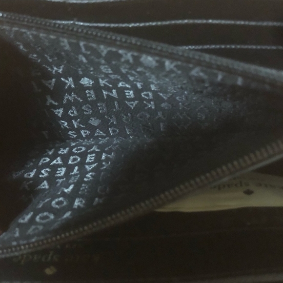 Kate Spade Black Cat Ear Wallet with Gold Accents. Zippered Large Wallet - Picture 6 of 9